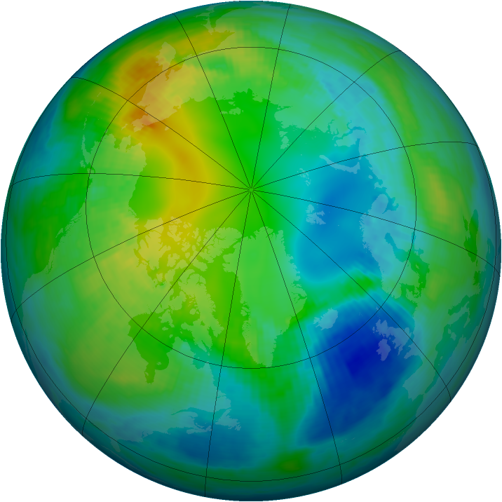 Arctic ozone map for 02 November 1979